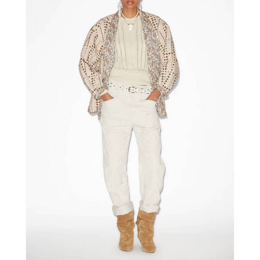 NEW MARANT ETOILE lois cordory wide leg pants in ercu